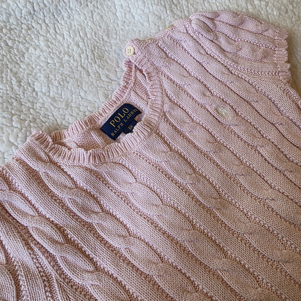Polo Ralph Lauren pink knit babydoll short sleeve dress - Picture 3 of 4
